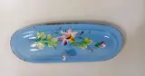 Blauw metalen vintage waterreservoir met bloemenmotief – foto 4 – kavel bij De Kringwinkel, Turnhout