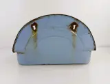 Blauw metalen vintage waterreservoir met bloemenmotief – foto 8 – kavel bij De Kringwinkel, Turnhout