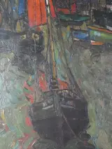 Olieverfschilderij havengezicht - Gesigneerd “a. Saverys” – foto 3 – kavel bij De Kringwinkel, Heverlee