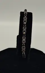 Vintage zilver armband met onyx steentjes – kavel bij De Kringwinkel, Aalst