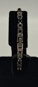 Vintage zilver armband met onyx steentjes – foto 3 – kavel bij De Kringwinkel, Aalst