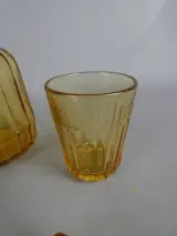 Set vintage oranje glazen parfumflesjes en potjes – foto 6 – kavel bij De Kringwinkel, Diest
