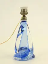 Val Saint Lambert kristallen lampenvoet – Blauw – foto 2 – kavel bij De Kringwinkel, Antwerpen