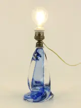 Val Saint Lambert kristallen lampenvoet – Blauw – foto 8 – kavel bij De Kringwinkel, Antwerpen