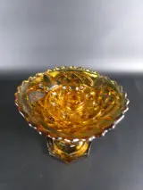 Vintage amberkleurige Art Deco glazen vaas met pique-fleurs – foto 2 – kavel bij De Kringwinkel, Heverlee