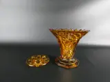 Vintage amberkleurige Art Deco glazen vaas met pique-fleurs – foto 4 – kavel bij De Kringwinkel, Heverlee