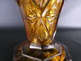 Vintage amberkleurige Art Deco glazen vaas met pique-fleurs – foto 5 – kavel bij De Kringwinkel, Heverlee