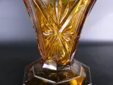 Vintage amberkleurige Art Deco glazen vaas met pique-fleurs – foto 7 – kavel bij De Kringwinkel, Heverlee