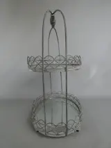 Tweeledig metalen etagère met glazen schalen – foto 9 – kavel bij De Kringwinkel, Diest