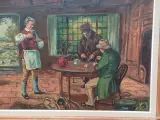 Olieverfschilderij met klassiek interieur en figuren: gesigneerd L.S. Deron – foto 3 – kavel bij De Kringwinkel, Ronse