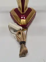 Vintage Porseleinen Kandelaarlamp - Bordeaux & Goud met Handgeschilderde Vogels – foto 5 – kavel bij De Kringwinkel, Gent