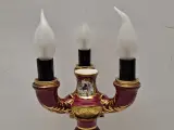 Vintage Porseleinen Kandelaarlamp - Bordeaux & Goud met Handgeschilderde Vogels – foto 9 – kavel bij De Kringwinkel, Gent