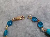 Handgemaakte gouden armband - 750 - met turkoois en blauw apatiet / glaskralen – foto 3 – kavel bij De Kringwinkel, Gent
