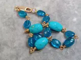 Handgemaakte gouden armband - 750 - met turkoois en blauw apatiet / glaskralen – foto 5 – kavel bij De Kringwinkel, Gent