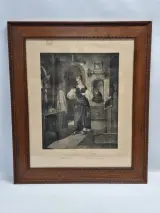 19e-eeuwse lithografie ‘Goldschmieds Töchterlein’ naar Wilhelm Nerenz - ingelijst – kavel bij De Kringwinkel, Gent