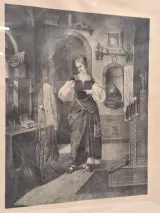19e-eeuwse lithografie ‘Goldschmieds Töchterlein’ naar Wilhelm Nerenz - ingelijst – foto 4 – kavel bij De Kringwinkel, Gent