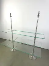 Art-deco vintage dubbelzijdige winkeldisplay van metaal en glas – kavel bij De Kringwinkel, Heverlee