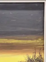 Olieverfschilderij van winters rivierlandschap bij zonsondergang - E. Lamotte – foto 7 – kavel bij De Kringwinkel, Gent