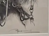 Handgesigneerde grafische prent met drie trekpaarden en dorpsgezicht - Oscar Bonnevalle – foto 7 – kavel bij De Kringwinkel, Gent