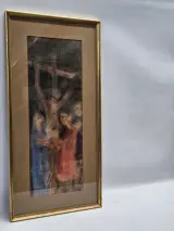 Religieus schilderij ‘Kruisiging’ uit 1957 - Andreas Vanvlasselaer – foto 3 – kavel bij De Kringwinkel, Gent