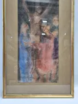Religieus schilderij ‘Kruisiging’ uit 1957 - Andreas Vanvlasselaer – foto 4 – kavel bij De Kringwinkel, Gent