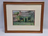 Pasteltekening ‘Hoeverzicht’ - gesigneerd ME en gedateerd 1980 – kavel bij De Kringwinkel, Gent