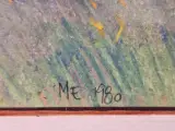 Pasteltekening ‘Hoeverzicht’ - gesigneerd ME en gedateerd 1980 – foto 7 – kavel bij De Kringwinkel, Gent