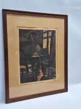 Originele ets ‘Vieux Tisserand’ - genummerd 28/50 - François Pycke – foto 3 – kavel bij De Kringwinkel, Gent