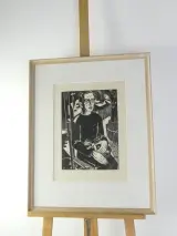 Houtsnede - De blinde en de leeuwerik - Antoon Herckenrath – kavel bij De Kringwinkel, Heverlee