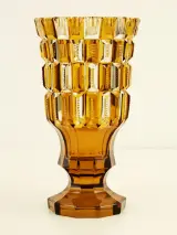 Amberkleurige kristallen Art Deco vaas – foto 10 – kavel bij De Kringwinkel, Antwerpen