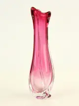 Val Saint Lambert vaas roze kristal (35 cm / jaren 60) – kavel bij De Kringwinkel, Antwerpen