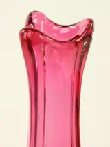 Val Saint Lambert vaas roze kristal (35 cm / jaren 60) – foto 4 – kavel bij De Kringwinkel, Antwerpen