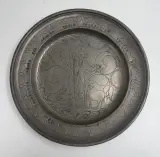Antieke tinnen Doopschotel 1804 – kavel bij De Kringwinkel, Gent