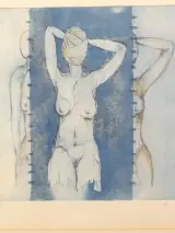 Gesigneerde gravure "Jetty" (1996) – Ingelijst kunstwerk – foto 3 – kavel bij De Kringwinkel, Heverlee