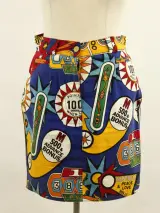 Moschino Jeans kleurrijk jeansrokje met cartoonachtige casinoprint – kavel bij De Kringwinkel, Antwerpen