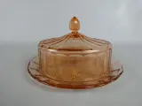 Val Saint Lambert Roze Glazen Stolp met Schotel – kavel bij De Kringwinkel, Diest