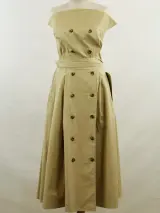 RAE Antwerp beige bustierjurk in retro stijl fit and flare in gladde zwaardere soepelvallende stof – foto 2 – kavel bij De Kringwinkel, Antwerpen