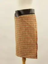 Natan Knitwear wikklerokje met lederen riem in herfstkleuren – foto 5 – kavel bij De Kringwinkel, Antwerpen