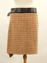 Natan Knitwear wikklerokje met lederen riem in herfstkleuren – foto 7 – kavel bij De Kringwinkel, Antwerpen