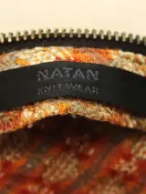 Natan Knitwear wikklerokje met lederen riem in herfstkleuren – foto 9 – kavel bij De Kringwinkel, Antwerpen