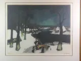 Ingelijste ets winterlandschap naar Saverys door Hebbelinck – foto 2 – kavel bij De Kringwinkel, Heverlee