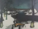 Ingelijste ets winterlandschap naar Saverys door Hebbelinck – foto 5 – kavel bij De Kringwinkel, Heverlee
