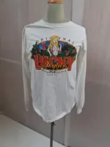 Witte vintage Longsleeve t-shirt: Lucky Lodger, M – kavel bij De Kringwinkel, Waardamme