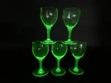 Set van 5 Vintage Uranium Wijnglazen – kavel bij De Kringwinkel, Heverlee