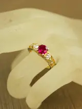 Vergulde sterling zilveren ring met robijn - Gem Stone King – foto 5 – kavel bij De Kringwinkel, Antwerpen