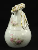 Limoges Porseleinen potje in peervorm met Bloemendecor – 19 cm – kavel bij De Kringwinkel, Antwerpen