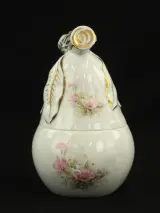 Limoges Porseleinen potje in peervorm met Bloemendecor – 19 cm – foto 3 – kavel bij De Kringwinkel, Antwerpen