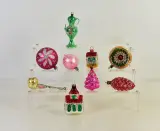 Set van 9 vintage glazen kerstornamenten – kavel bij De Kringwinkel, Turnhout