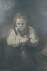 Reproductie Olieverfschilderij: Meisje met een bezem – foto 3 – kavel bij De Kringwinkel, Brecht