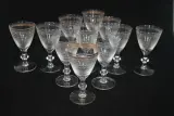 Set van 11 vintage kristallen wijnglazen met gouden rand – foto 3 – kavel bij De Kringwinkel, Brecht